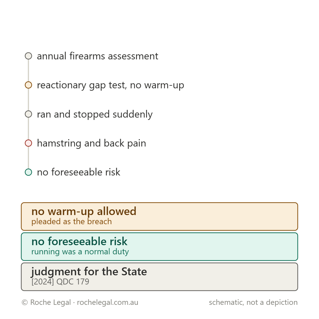 Schematic of how the incident in Peacock v State of Queensland [2024] QDC 179 happened